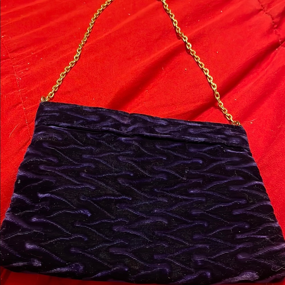 Chic Blue and Gold Clutch with Textured Design